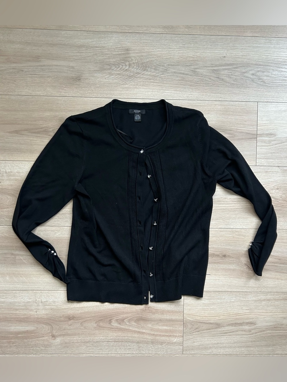 Alfani Black Button-Front Cardigan with Decorative Buttons